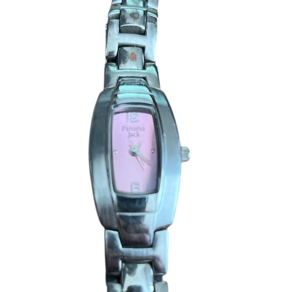 Panama Jack Women's Watch Stainless Steel Pink Face 7" New Battery